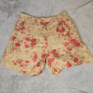 Ralph Lauren Floral Linen Shorts Women’s 10 High Rise Pleated Vintage Boho